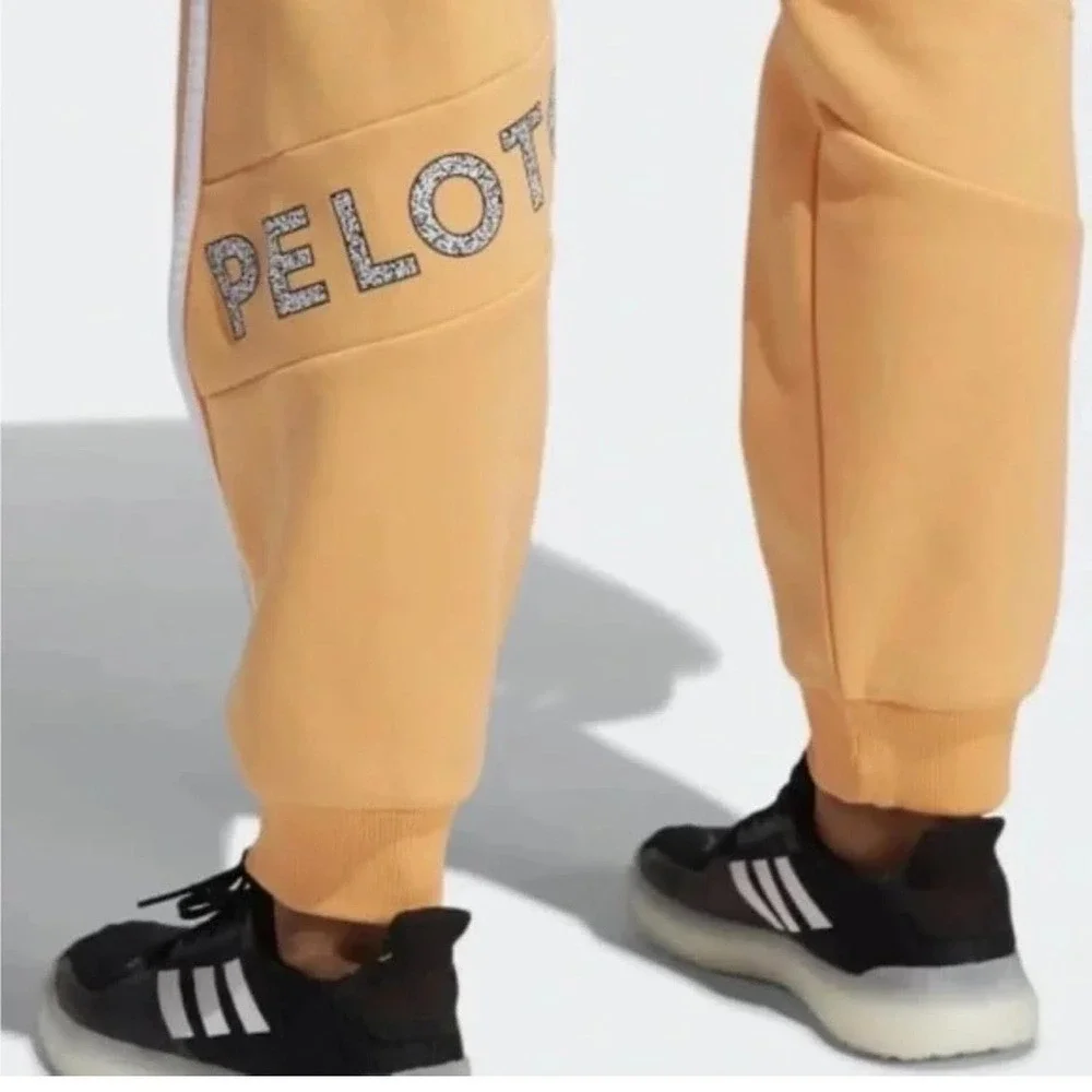 Adidas Peloton Joggers Mens XL Acid Orange Peach Unisex Womens Sweatpants Collab